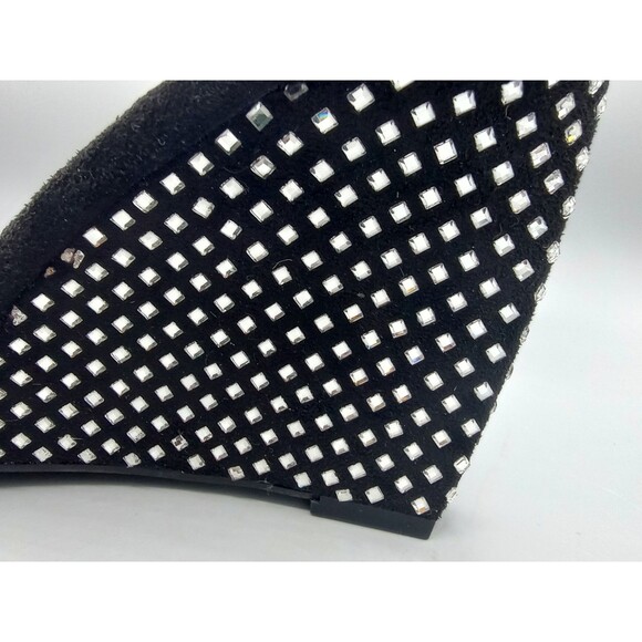 Lagaro Black Suede Rhinestone Ankle Strap Platform Wedge Sandals Women’s Sz 10 - Picture 6 of 12